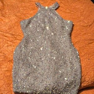 Sparkling Nude Rose Sequin Mini Dress